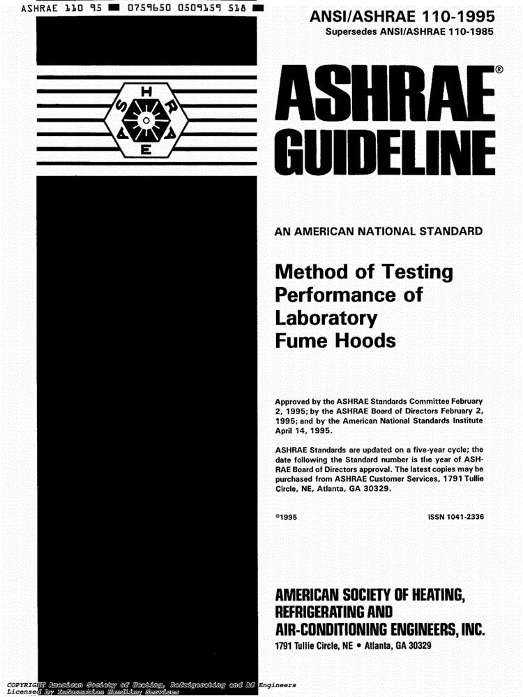 ASHRAE 110-1995通風(fēng)柜標(biāo)準(zhǔn)